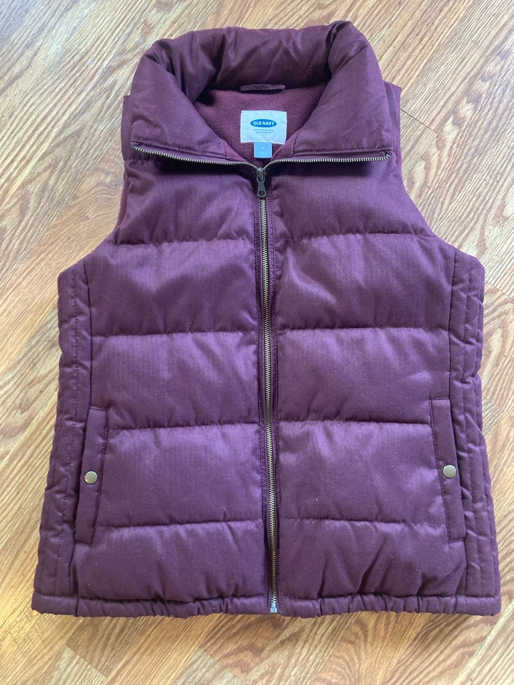 Old Navy Burgundy Quilted Puffer Vest